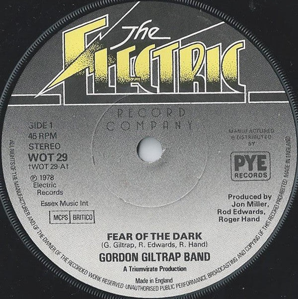 Gordon Giltrap Band : Fear Of The Dark (7", Single, Sol)