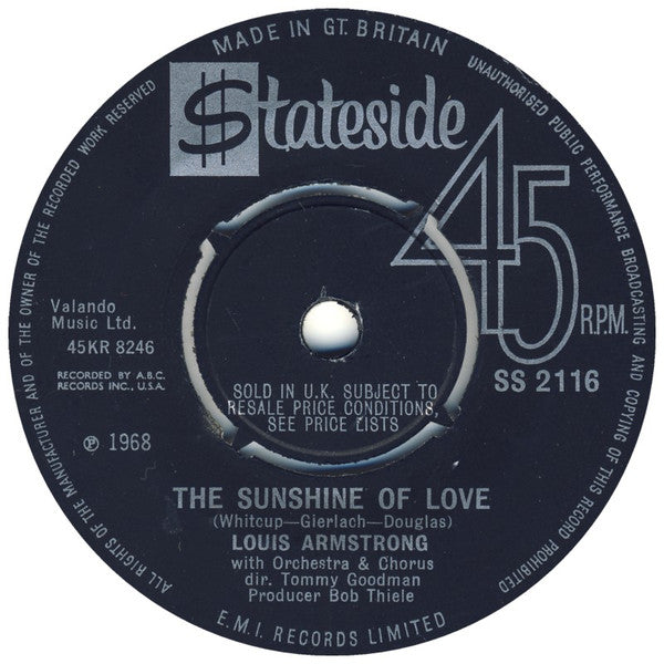 Louis Armstrong And His All-Stars : The Sunshine Of Love (7", Single, Pus)
