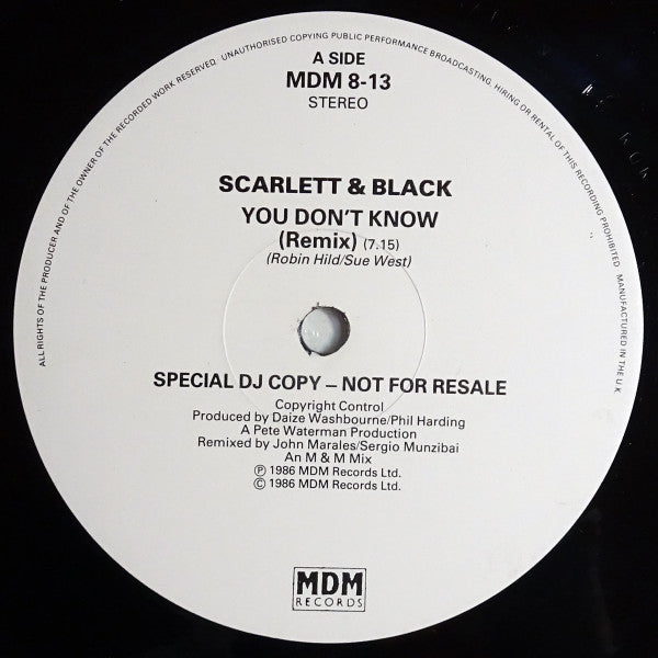 Scarlett & Black : You Don't Know (Remix) (12", Promo)