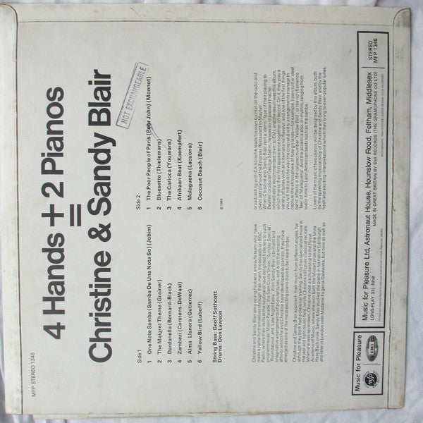 Sandy & Christine Blair : 4 Hands + 2 Pianos = Christine & Sandy Blair (LP, Album)