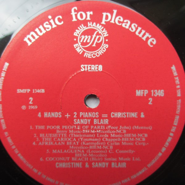 Sandy & Christine Blair : 4 Hands + 2 Pianos = Christine & Sandy Blair (LP, Album)