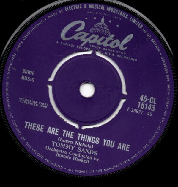 Tommy Sands : These Are The Things You Are / The Old Oaken Bucket (7")