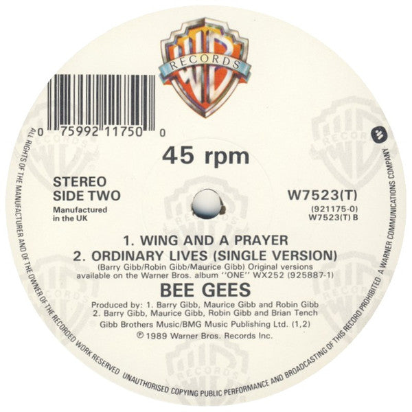 Bee Gees : Ordinary Lives (12", Single)