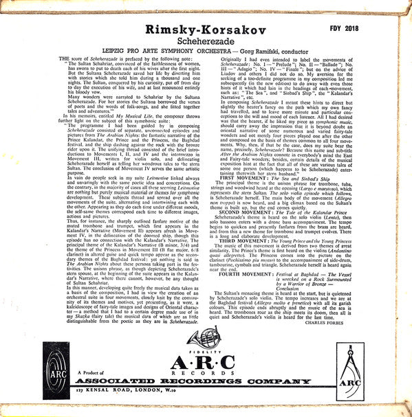 Nikolai Rimsky-Korsakov - Leipzig Pro Arte Symphony Orchestra, Gorg Ramifski : Scheherazade, Opus 35 (LP)