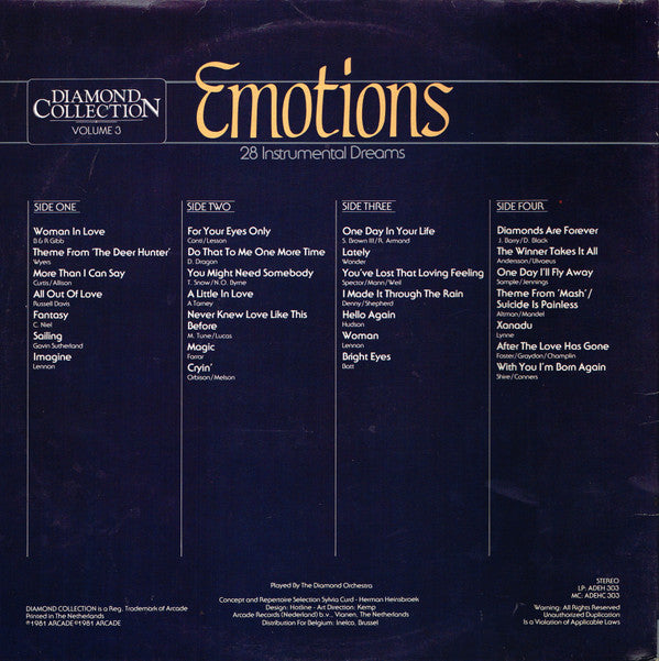The Diamond Orchestra : Emotions - 28 Instrumental Dreams (2xLP, Album)