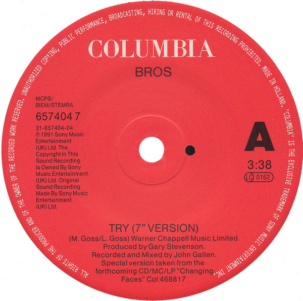 Bros : Try (7", Single, Sol)