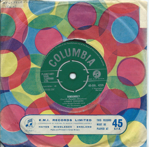 Jimmie Rodgers (2) With The Hugo Peretti Orchestra : Bimbombey (7", Single, Pus)