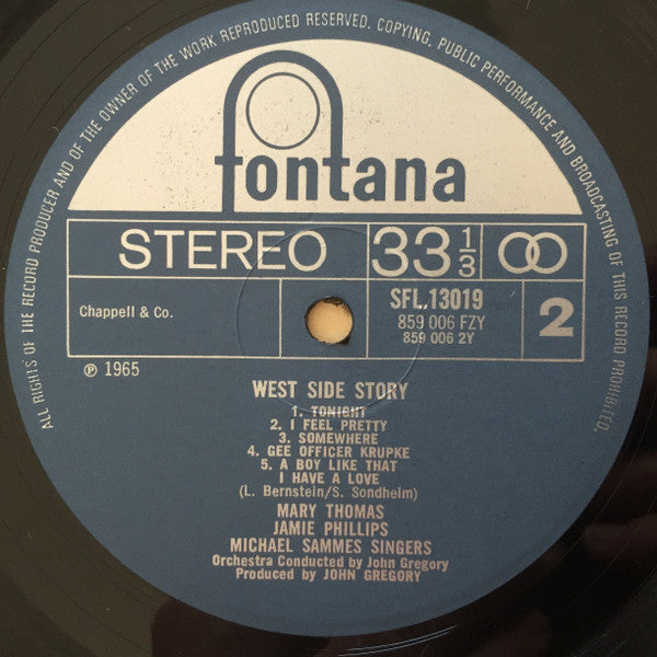 Mary Thomas, James Phillips (6) And Mike Sammes Singers Orchestra Conducted By John Gregory : West Side Story (LP, Album, RE)