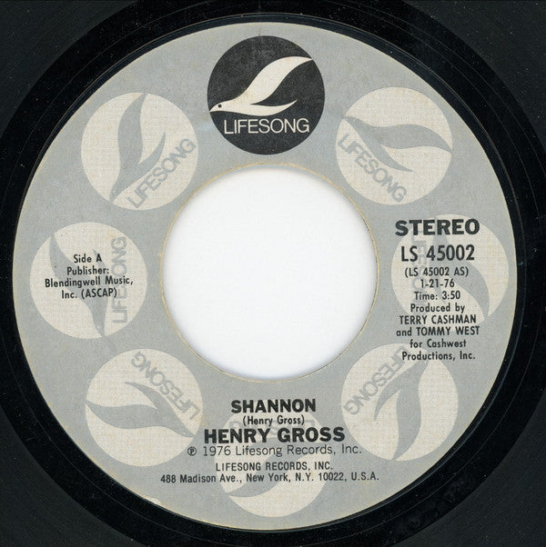 Henry Gross : Shannon (7", Single, Styrene, Ter)