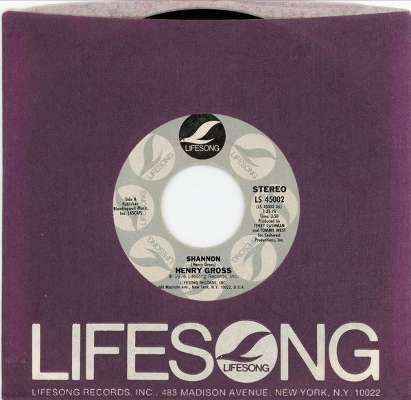 Henry Gross : Shannon (7", Single, Styrene, Ter)