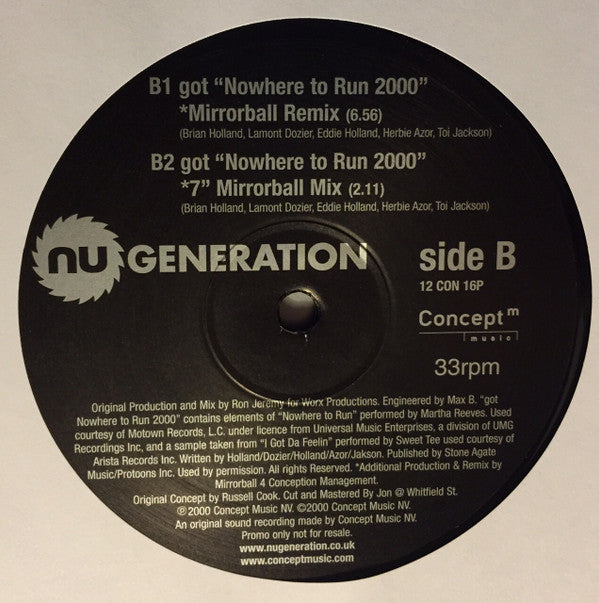 Nu Generation : Nowhere To Run 2000 (12", Promo)