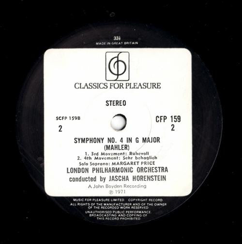 Gustav Mahler, London Philharmonic Orchestra, Jascha Horenstein : Fourth Symphony (LP)