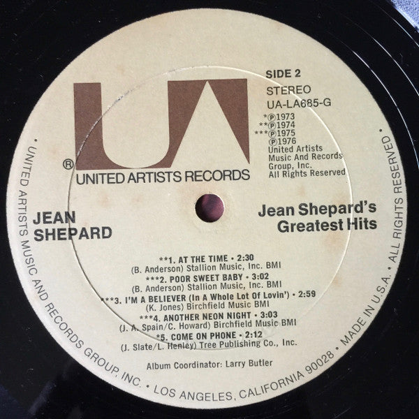 Jean Shepard : Jean Shepard's Greatest Hits (LP, Comp)