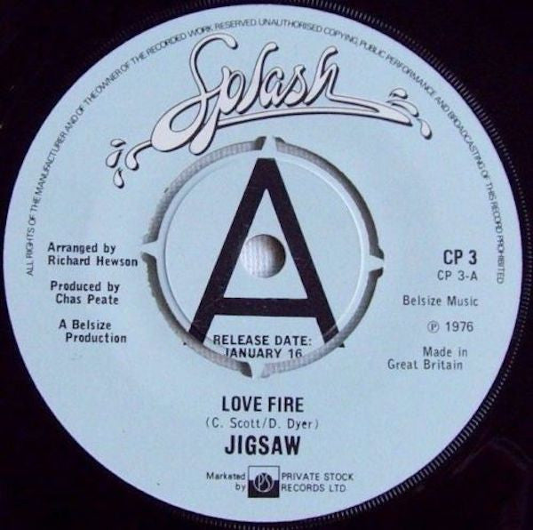 Jigsaw (3) : Love Fire (7", Single, Promo)