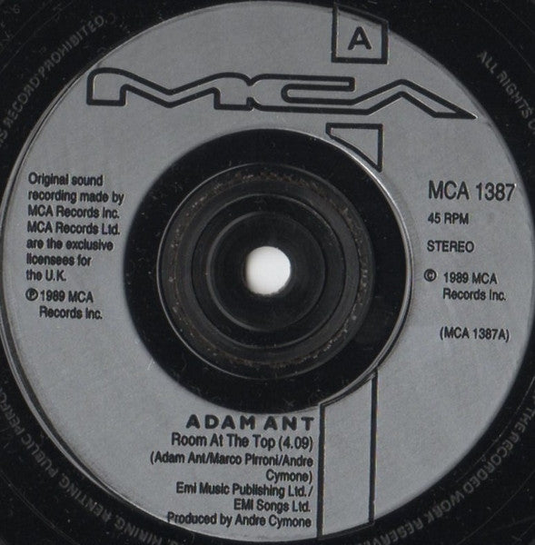 Adam Ant : Room At The Top (7", Single, Inj)