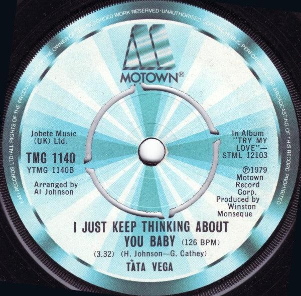 Tata Vega : Get It Up For Love / I Just Keep Thinking About You Baby (7", Single)