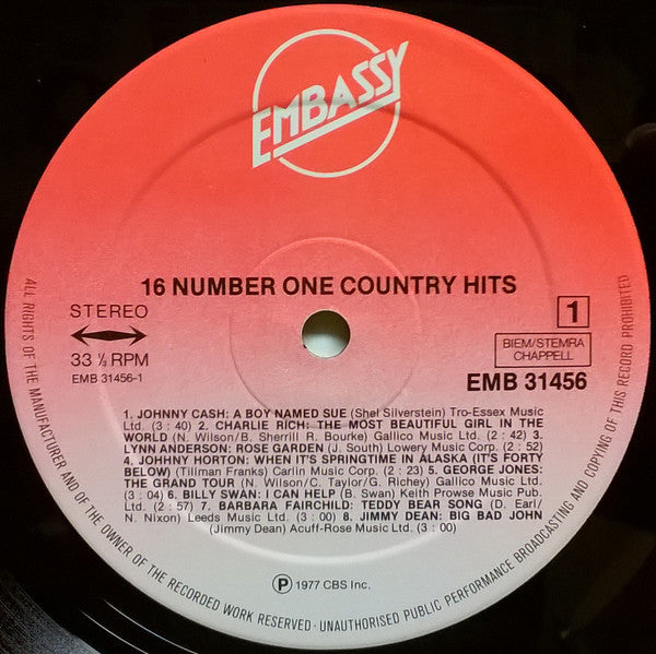 Various : 16 Number One Country Hits (LP, Comp)