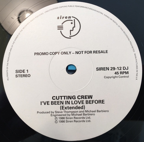 Cutting Crew : I've Been In Love Before (12", Single, Promo)
