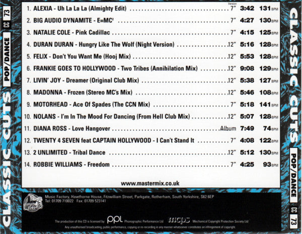 Various : Classic Cuts 73 - Pop / Dance (CD, Comp, Promo)