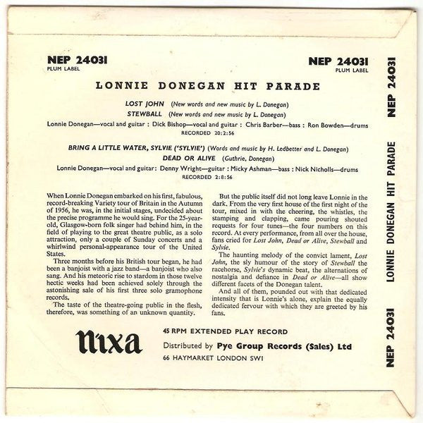 Lonnie Donegan's Skiffle Group : Lonnie Donegan Hit Parade (7", EP)