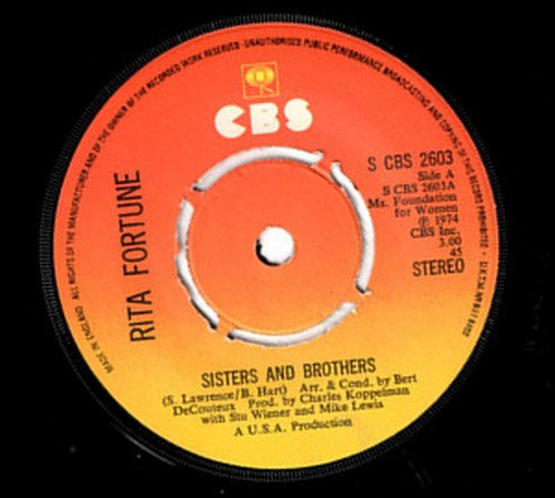 Rita Fortune : Sisters And Brothers (7", Single, 4 P)