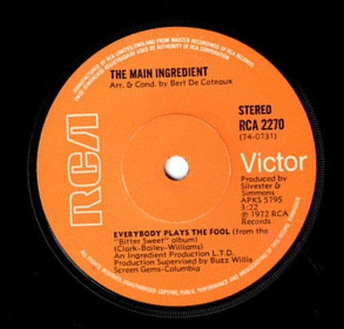 The Main Ingredient : Everybody Plays The Fool (7", Single, Sol)