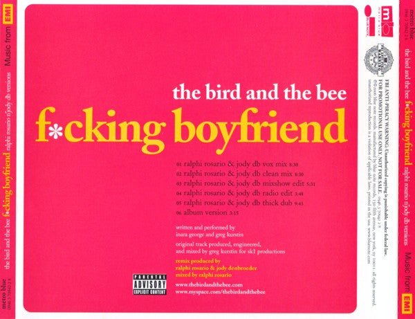 The Bird And The Bee : F*cking Boyfriend (Ralphi Rosario n' Jody dB Versions) (CD, Maxi, Promo)