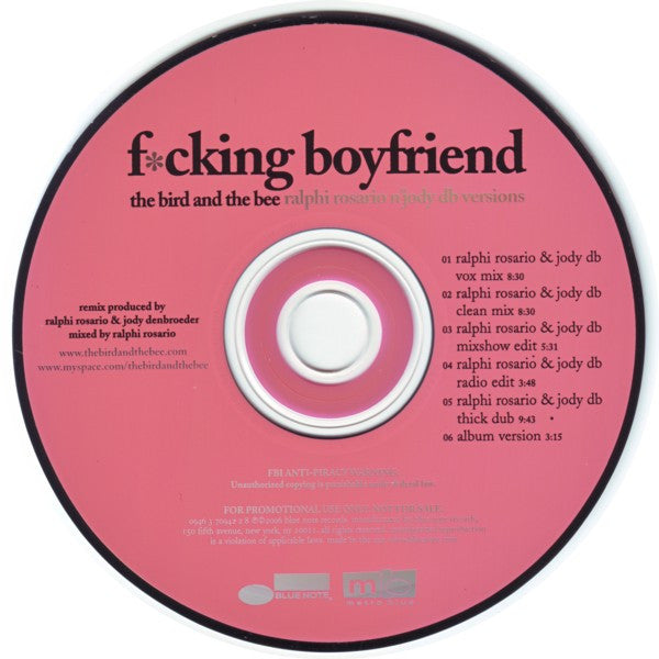 The Bird And The Bee : F*cking Boyfriend (Ralphi Rosario n' Jody dB Versions) (CD, Maxi, Promo)