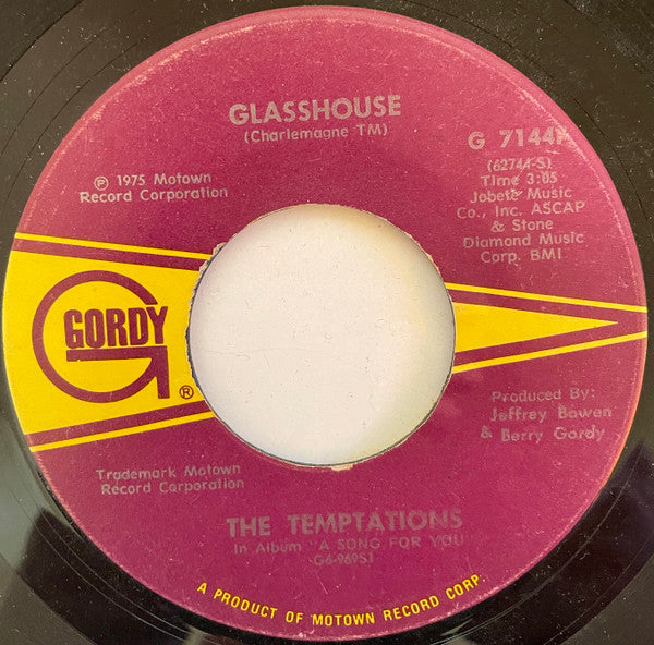 The Temptations : Glasshouse (7")