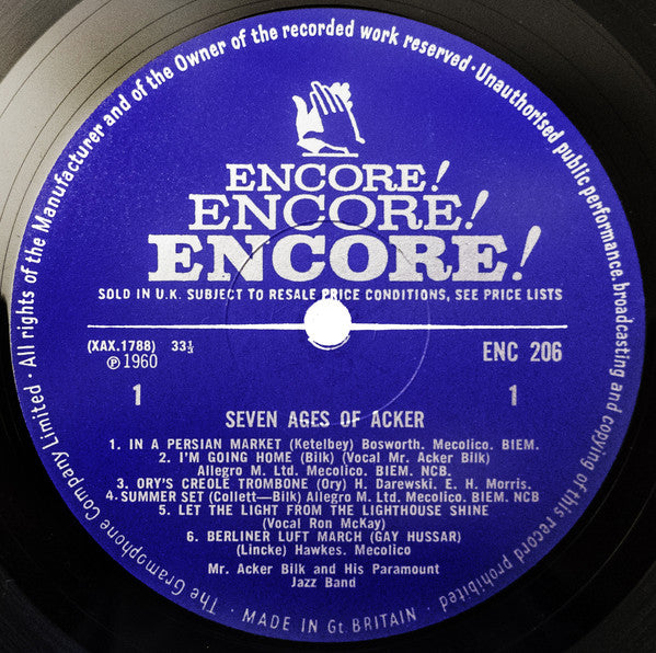 Acker Bilk And His Paramount Jazz Band : The Seven Ages Of Acker (LP, Album, Mono, RE)