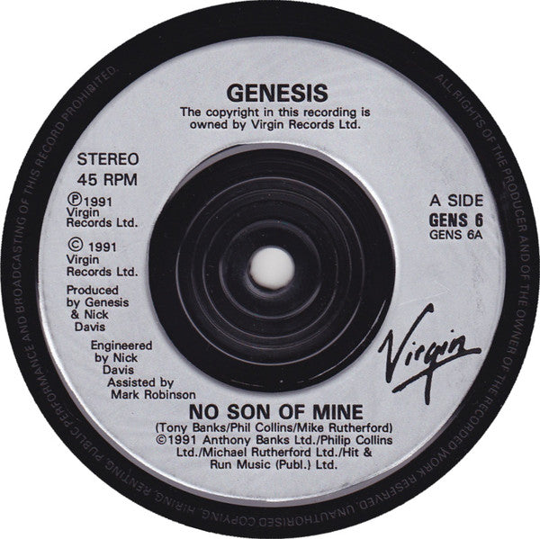 Genesis : No Son Of Mine (7", Single)