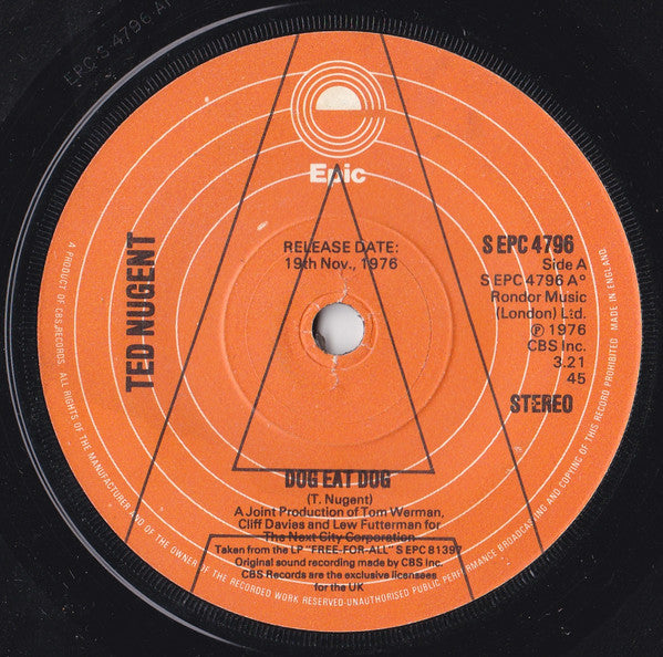 Ted Nugent : Dog Eat Dog (7", Promo)