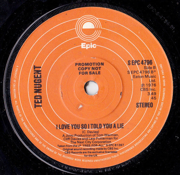 Ted Nugent : Dog Eat Dog (7", Promo)