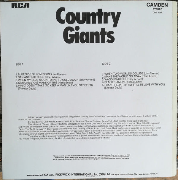 Various : Country Giants (LP, Comp, RE, Hyd)
