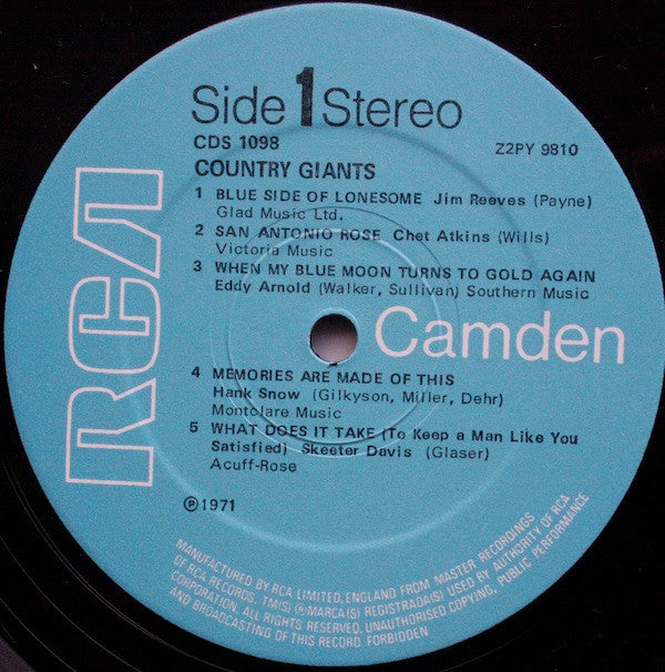 Various : Country Giants (LP, Comp, RE, Hyd)