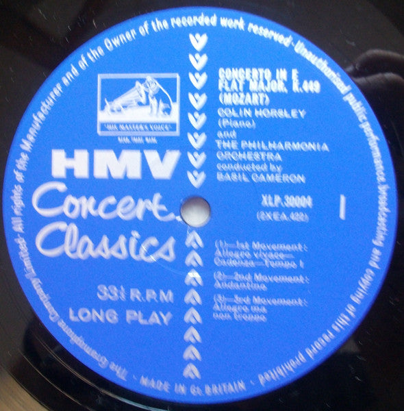 Wolfgang Amadeus Mozart, Colin Horsley, Dennis Brain Wind Ensemble, Basil Cameron, Philharmonia Orchestra : Quintet In E Flat K.452 / Piano Concerto In E Flat K.449 (LP)