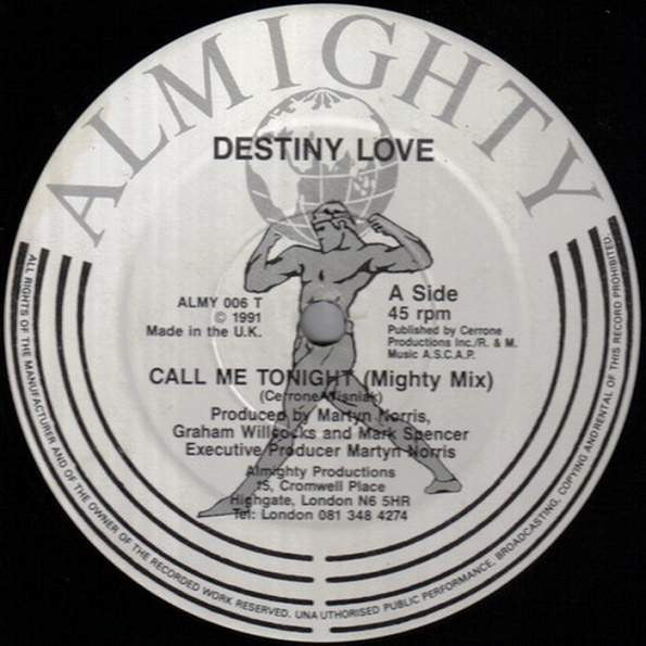 Destiny Love : Call Me Tonight (Mighty Mix c/w Hollywood Mix) (12")