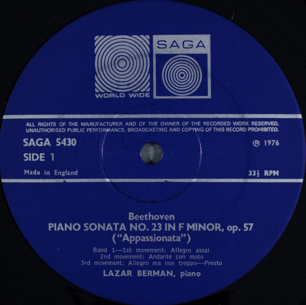 Lazar Berman, Franz Liszt, Ludwig van Beethoven : Sonata In B Minor • Appassionata (LP, RE)