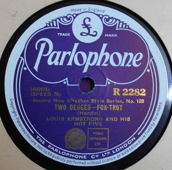 Louis Armstrong & His Hot Five : Fireworks / Two Deuces (Shellac, 10", RP)