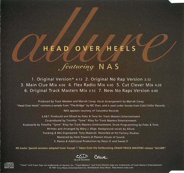 Allure (3) featuring Nas : Head Over Heels (CD, Single)