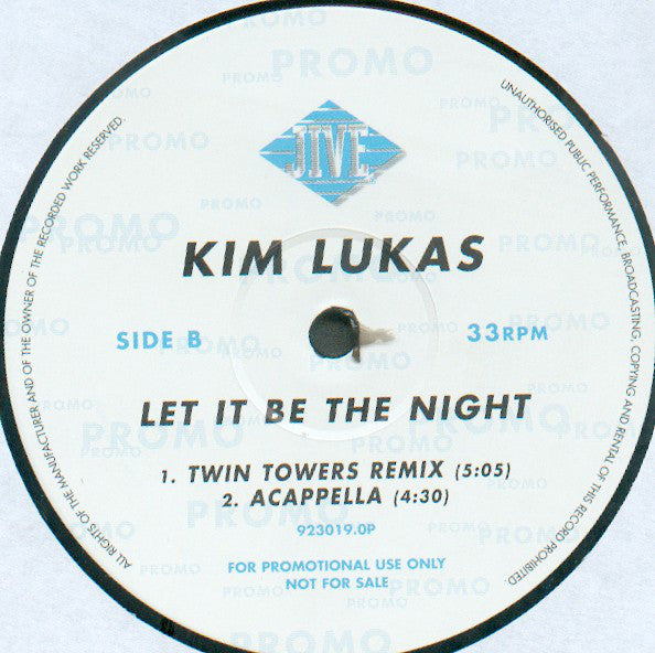 Kim Lukas : Let It Be The Night (12", Promo)