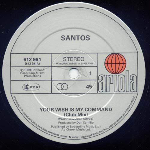Santos (2) : Your Wish Is My Command (12")