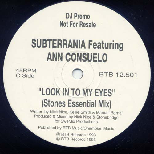 Subterrania Featuring Ann Consuelo : Look Into My Eyes (2x12", Ltd, Promo)