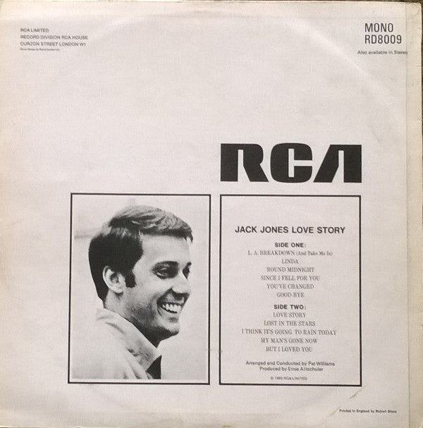 Jack Jones : Love Story (LP, Album, Mono)