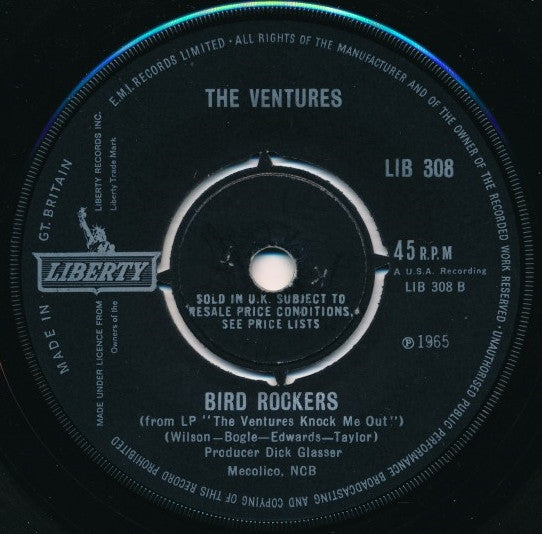 The Ventures : The Stranger / Bird Rockers (7", Single)
