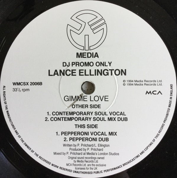 Lance Ellington : Gimme Love (12", Promo)