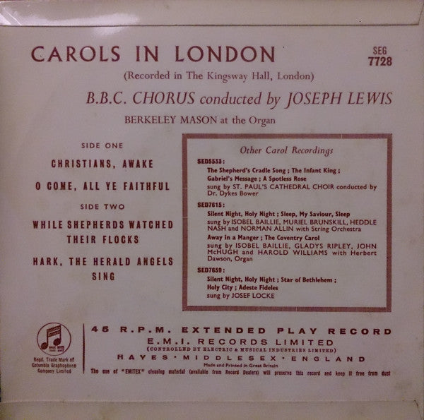 BBC Symphony Chorus : Carols In London (7", EP)