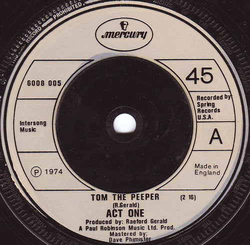 Act 1 : Tom The Peeper (7", Single)