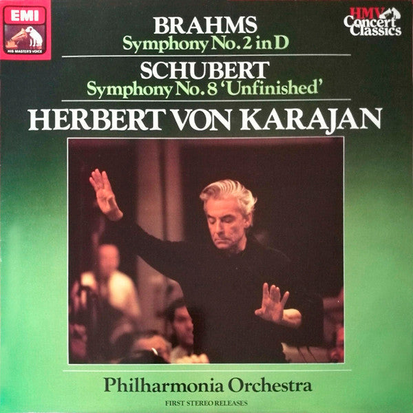 Johannes Brahms, Franz Schubert, Philharmonia Orchestra, Herbert von Karajan : Symphony No. 2 In D Major, Op. 72 / Symphony No. 8 In B Minor, D.759 ("Unfinished") (LP, Comp)
