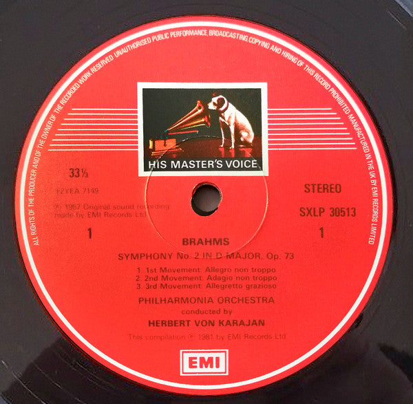 Johannes Brahms, Franz Schubert, Philharmonia Orchestra, Herbert von Karajan : Symphony No. 2 In D Major, Op. 72 / Symphony No. 8 In B Minor, D.759 ("Unfinished") (LP, Comp)